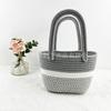 Retro khaki color matching portable cotton thread bag girl versatile portable women's bag cotton rope woven bag