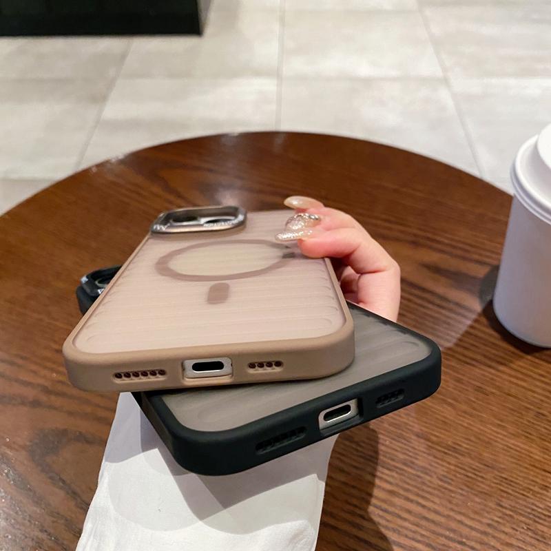 Fashion Purple Stripe Clear Magsafe Case for iPhone 16 14 15 Plus 11 12 13 15 Pro Max Wireless Charging Magnetic Matte Cover