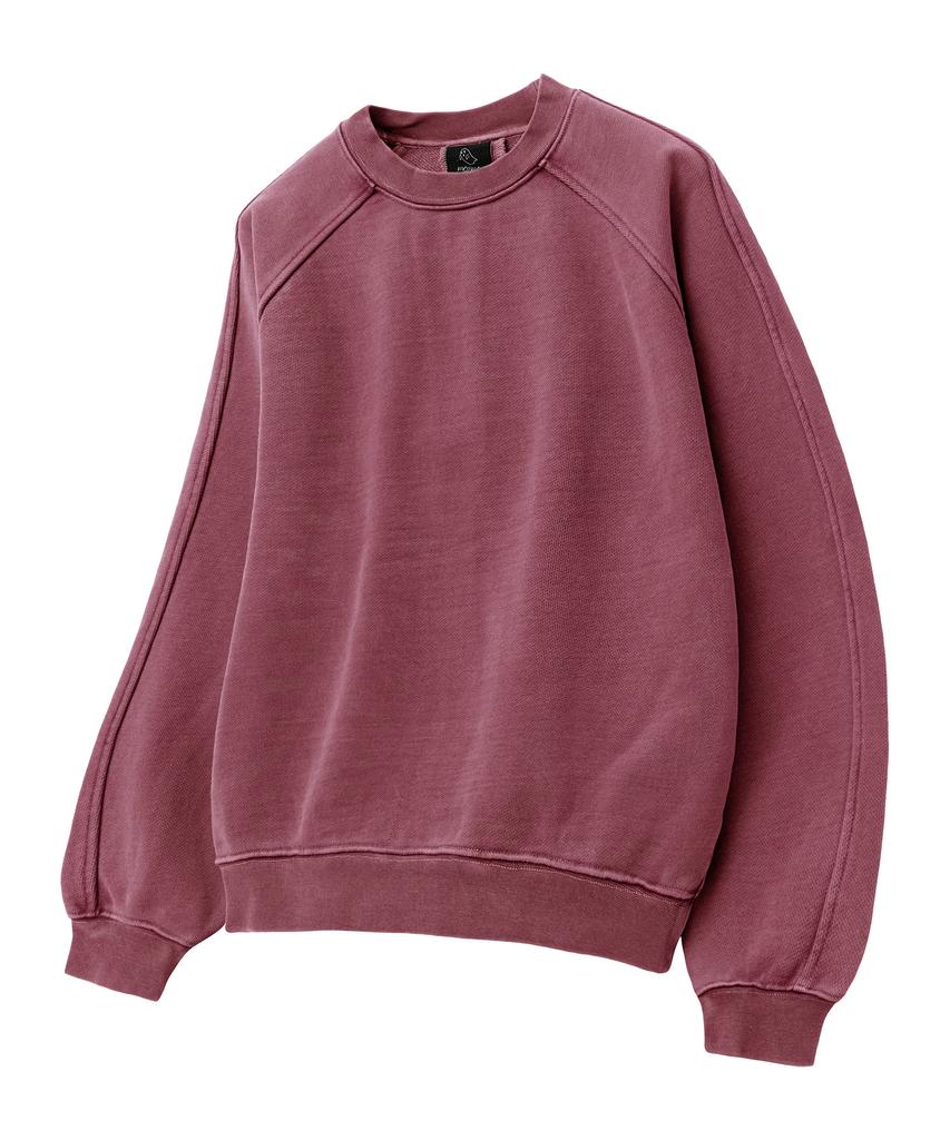 MOZMOZ Heavy Weight Pigment Raglan Back Slit Oversized Sweatshirt Pink