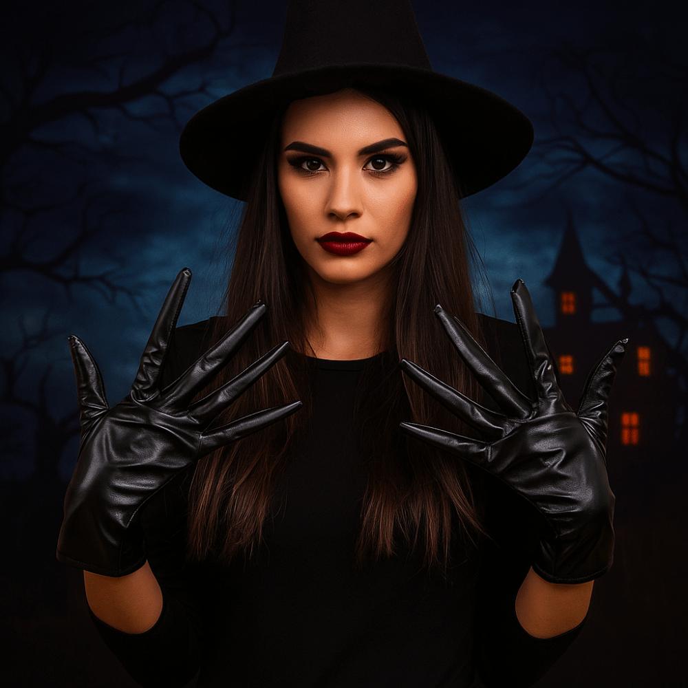 Krótkie rękawice Ghost Claw ze skóry PU, rękawice kostiumowe cosplay, rękawice osobowościowe na Halloween, unisex