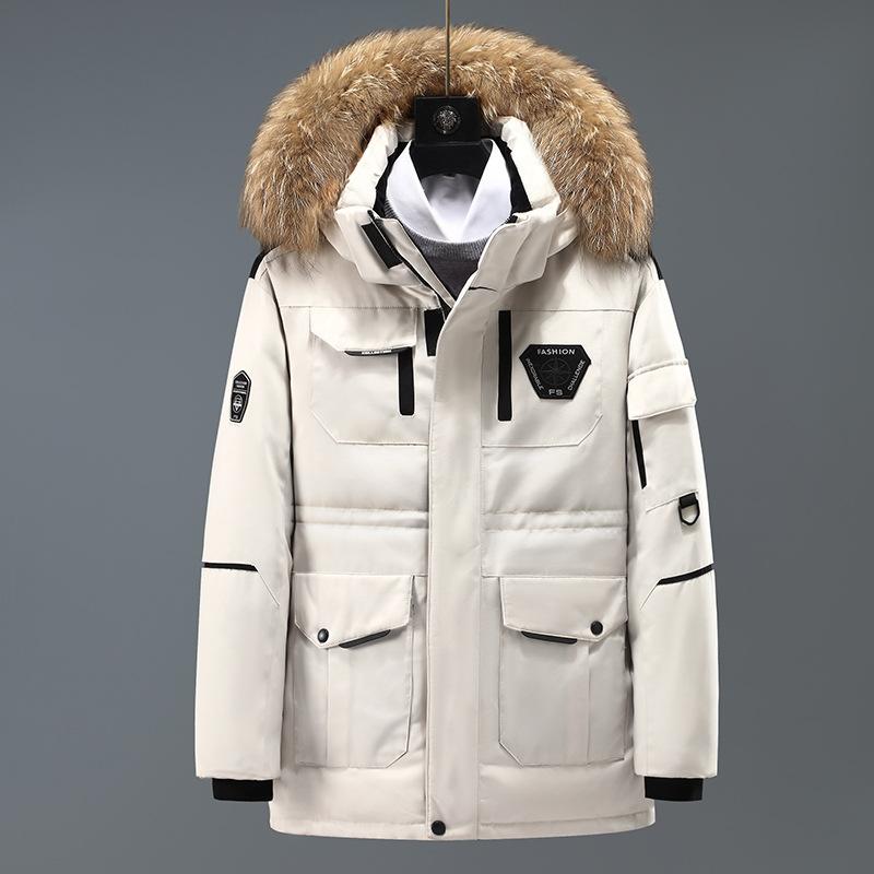 Doudounes pour hommes avec col en fourrure Parka chaude pour hommes Manteaux décontractés en duvet de canard blanc Manteau de neige d'hiver