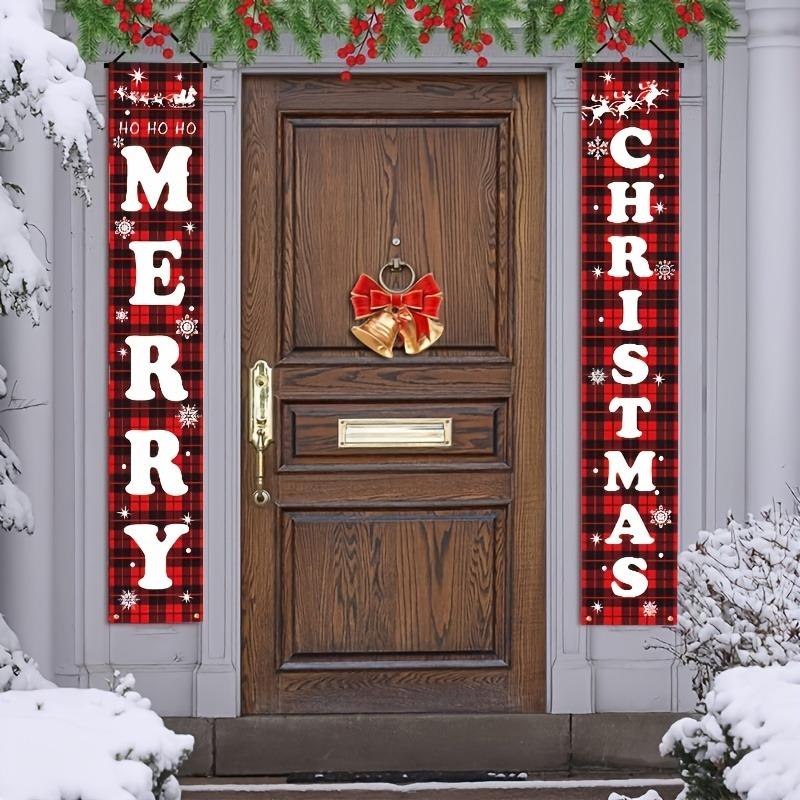 2pcs Door Couplet Banner New Year & Christmas Paper Porch Decoration