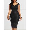 Solid Color Lace Hip Hugging Dress Women's Pure Color Sleeveless Lace Sheath Dress