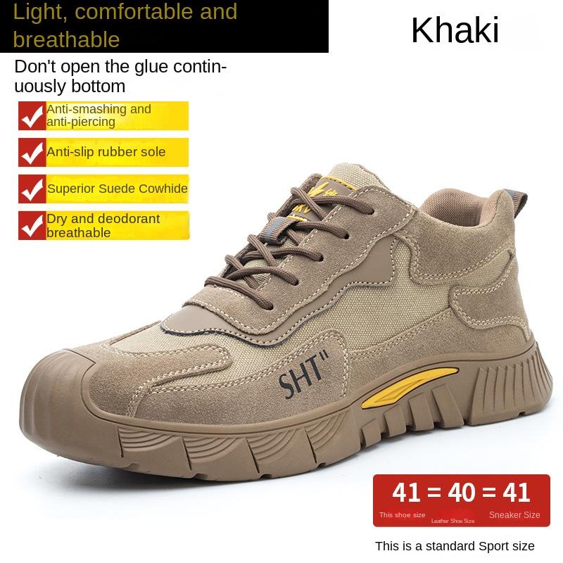 

Мужская обувь по страхованию труда, летняя спортивная повседневная обувь с дышащей сеткой, тонкая противоударная и противопрокалывающая строительная площадка 46