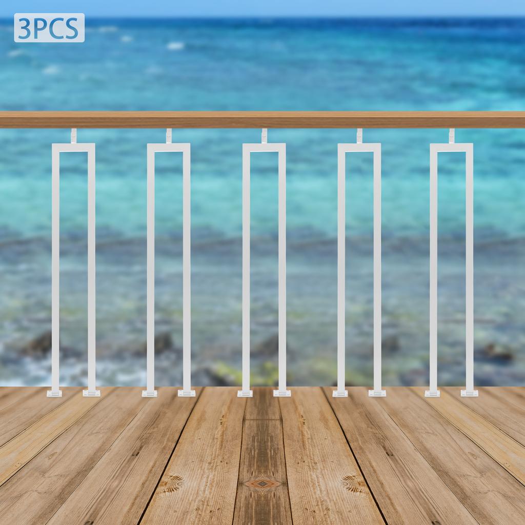 U-Shape Stair Balusters, 3-Pack White Staircase Spindles, 91.5cm Vertical Railing Posts, 21.5x6x91.5cm Interior Baluster Set