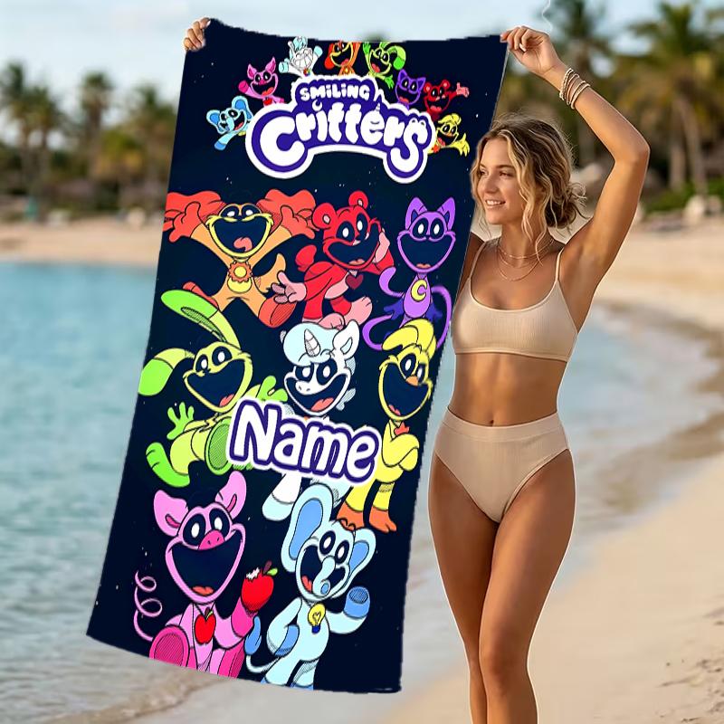 Customizable Personalized Beach Towels Smiling Critters Themed designs.Suitable for the Beach, Yoga, Sports;ideal As Beach Accessories