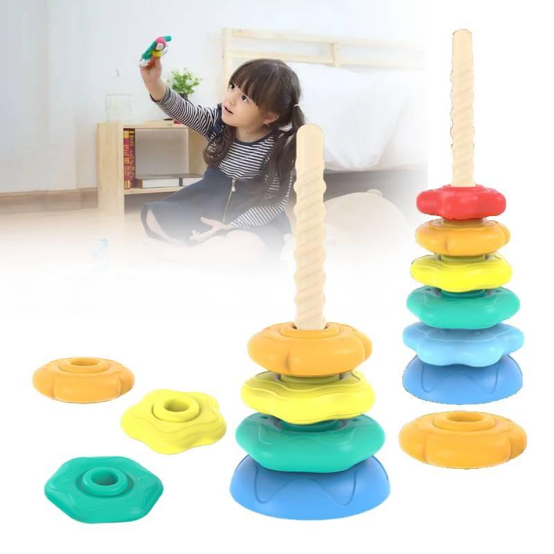 Tower Rainbow Rotating Children Early Education Educational Plastic Toys Gifts