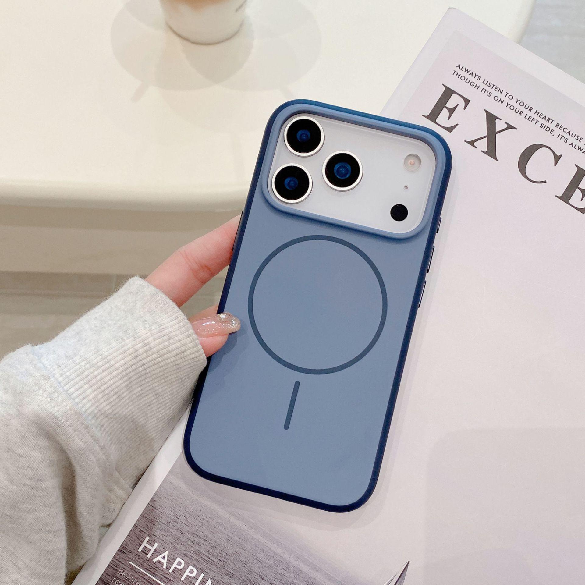 

Apple 17 Pro Max Magnetic Frosted Phone Case - Official Style, iPhone 16 Skin-Feel, 15 Protective Case iPhone 17 Pro Max синий