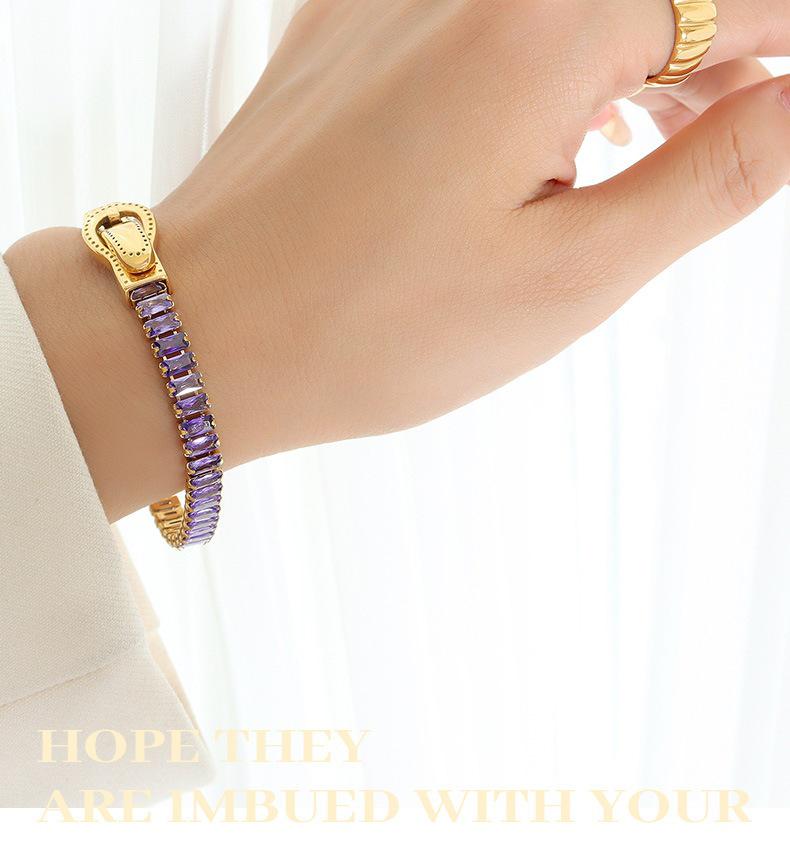 Light Luxury Seven-Color Zircon Gold-Plated Magnetic Bracelet with Titanium Steel Double-Sided Closure