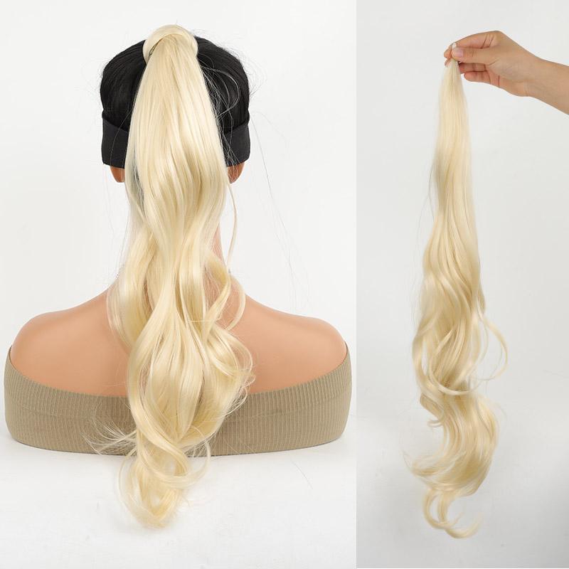 Elastyczne owinięte przedłużenie kucyka Natychmiastowe owinięcie kucyka Długie włosy w koński ogon Przedłużanie kręconych fal Syntetyczne kucyki Treska