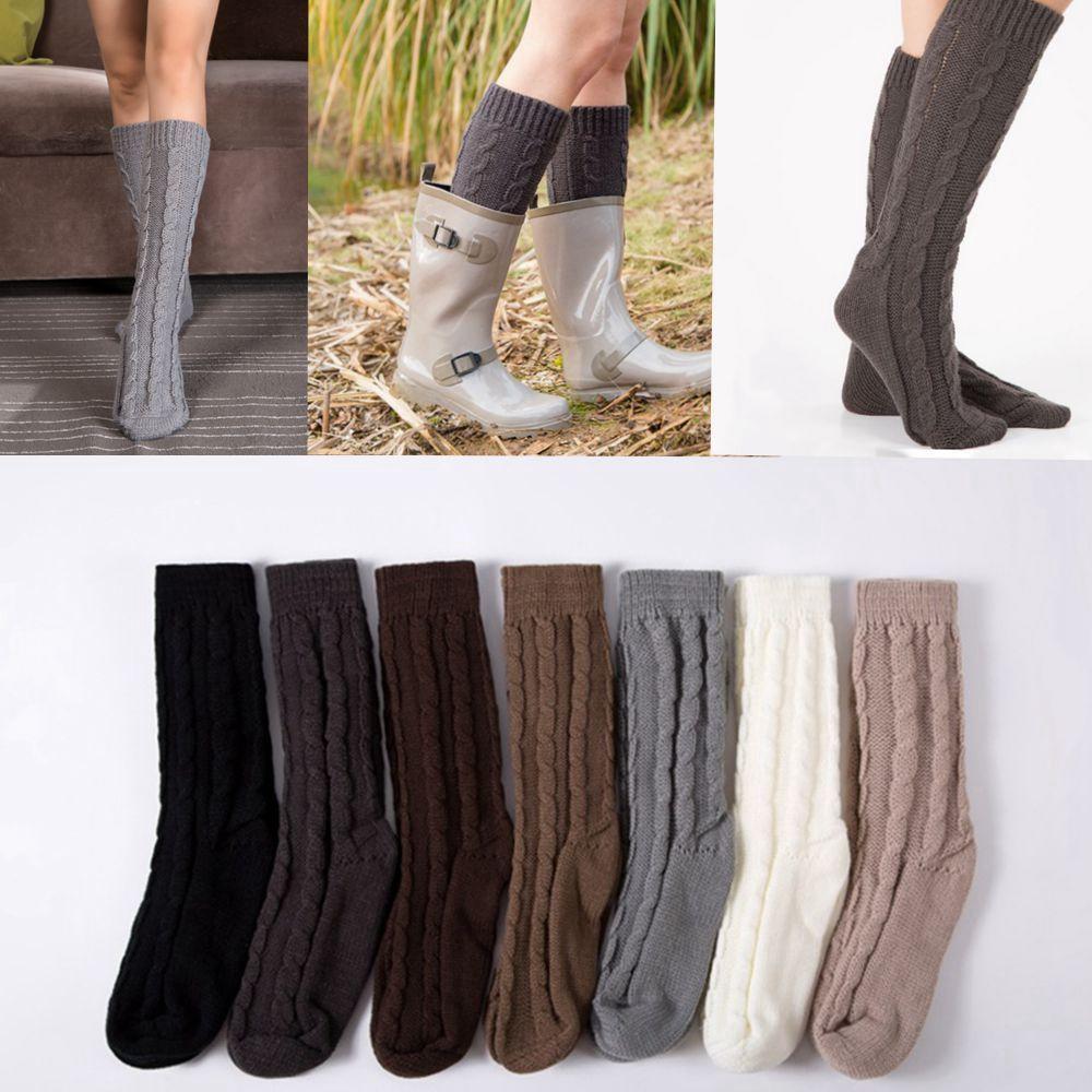 

Winter Cable Knitting Leggings Knee Over Long Boot Hosiery Floor Socks Leg Warmers