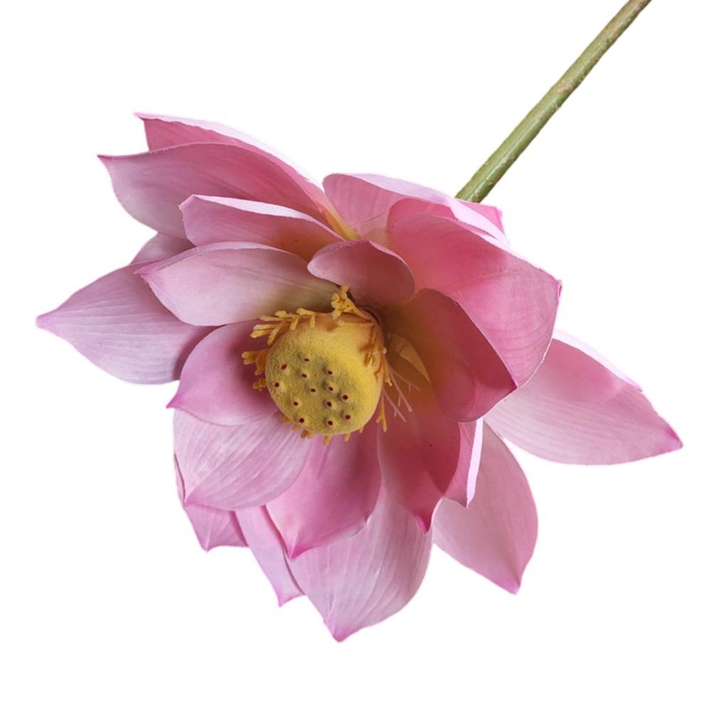 Long Stem Simulation Lotus Flower Green Plant Faux Flower  Floral Arrangement