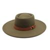 Solid Color Wool 9.5Cm Brim Men'S And Women'S Warm Outdoor Elliptical Concave Convex Torus Top Hat