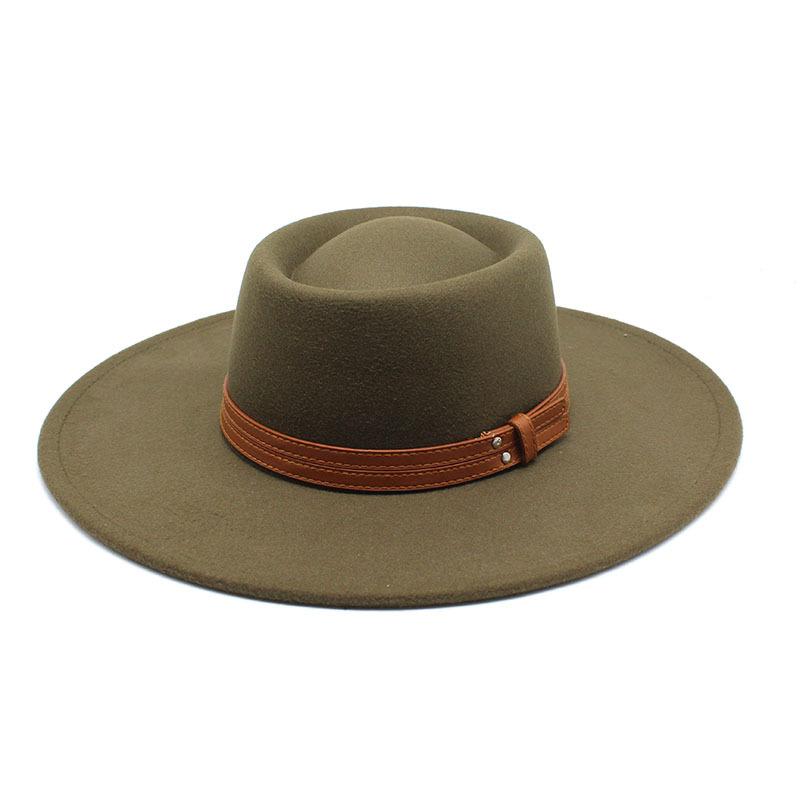 Solid Color Wool 9.5Cm Brim Men'S And Women'S Warm Outdoor Elliptical Concave Convex Torus Top Hat