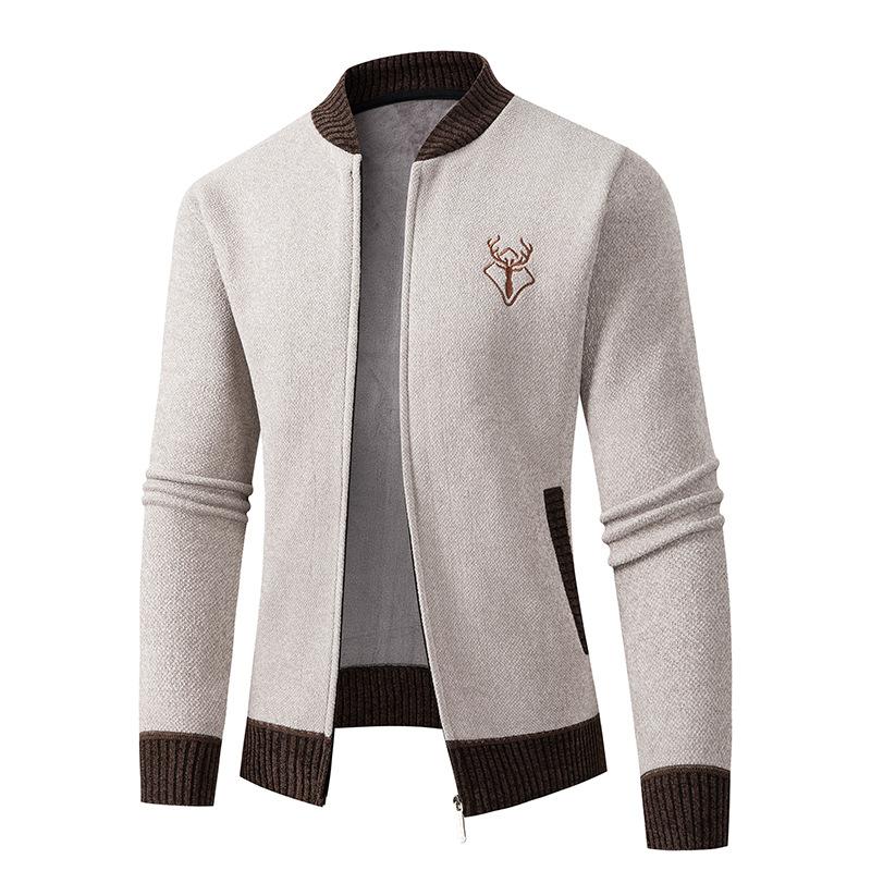 Men'S Knitted Jacket Autumn And Winter Knitted Cardigan Casual Men'S Clothing Fleece Sweater Baseball Collar Jacket Top