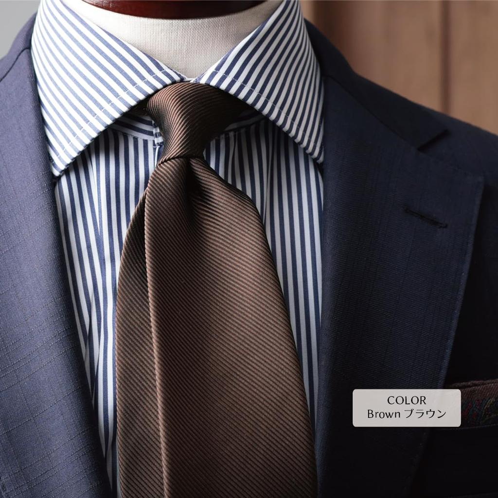 [Y&TAILOR] Necktie, Kyoto-made, Tango-made, Solid 16 Rep Silk, 100% High-Quality, Made in Japan, Stylish, Business, Gift (Brown)