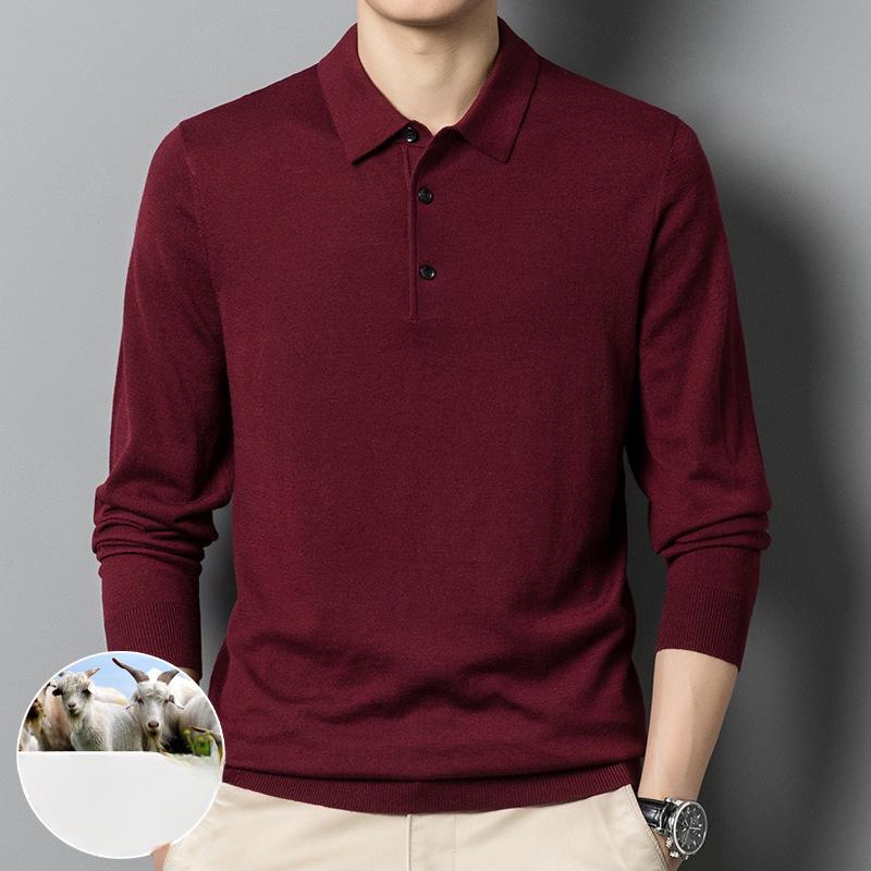 Pulover tricotat pentru bărbați cu guler polo din amestec de lână