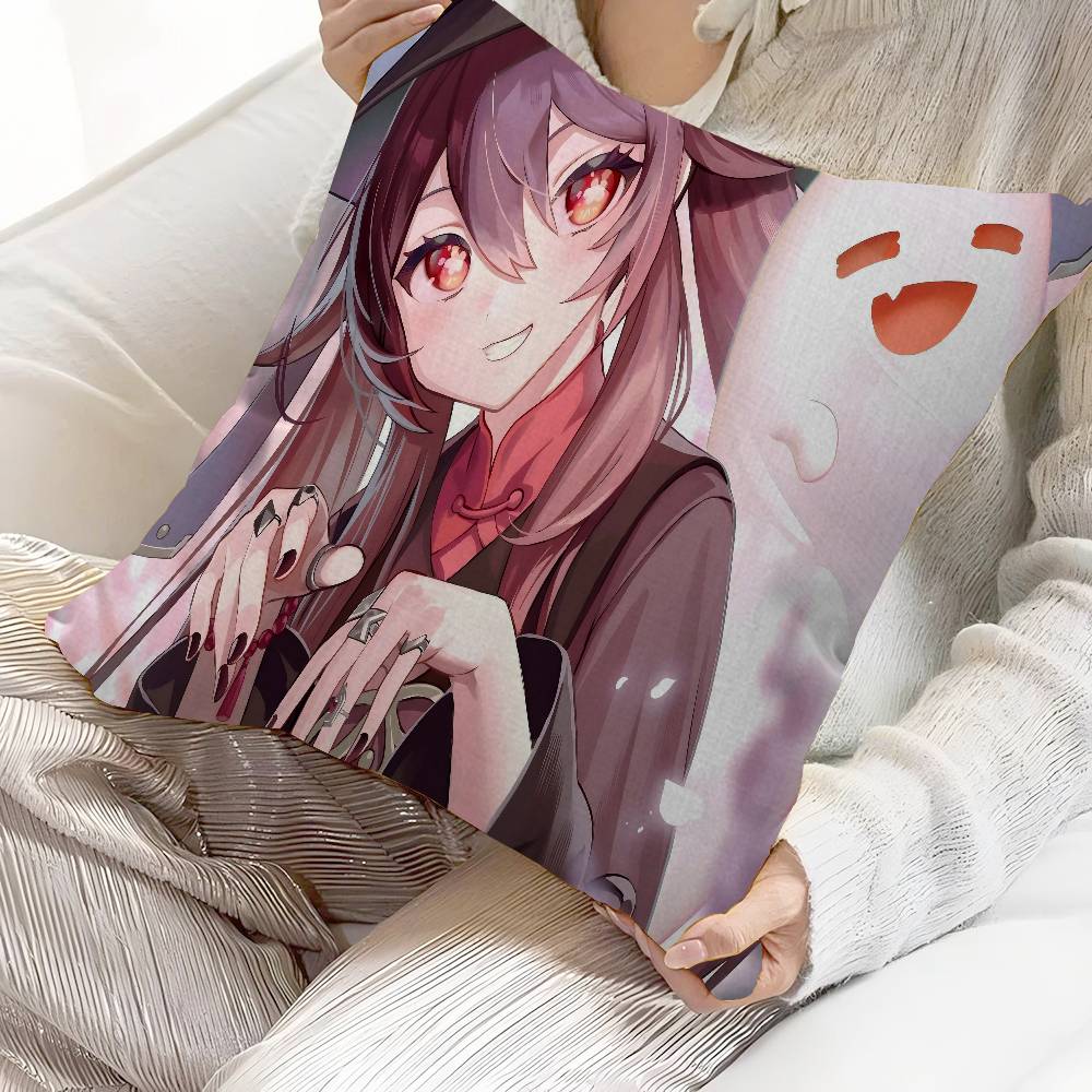 Anime Cute Hu Tao Pillow Anime Pillow Sofa Bed Head Pillow Cover Cushion Cover 45X45 Cm Fashion