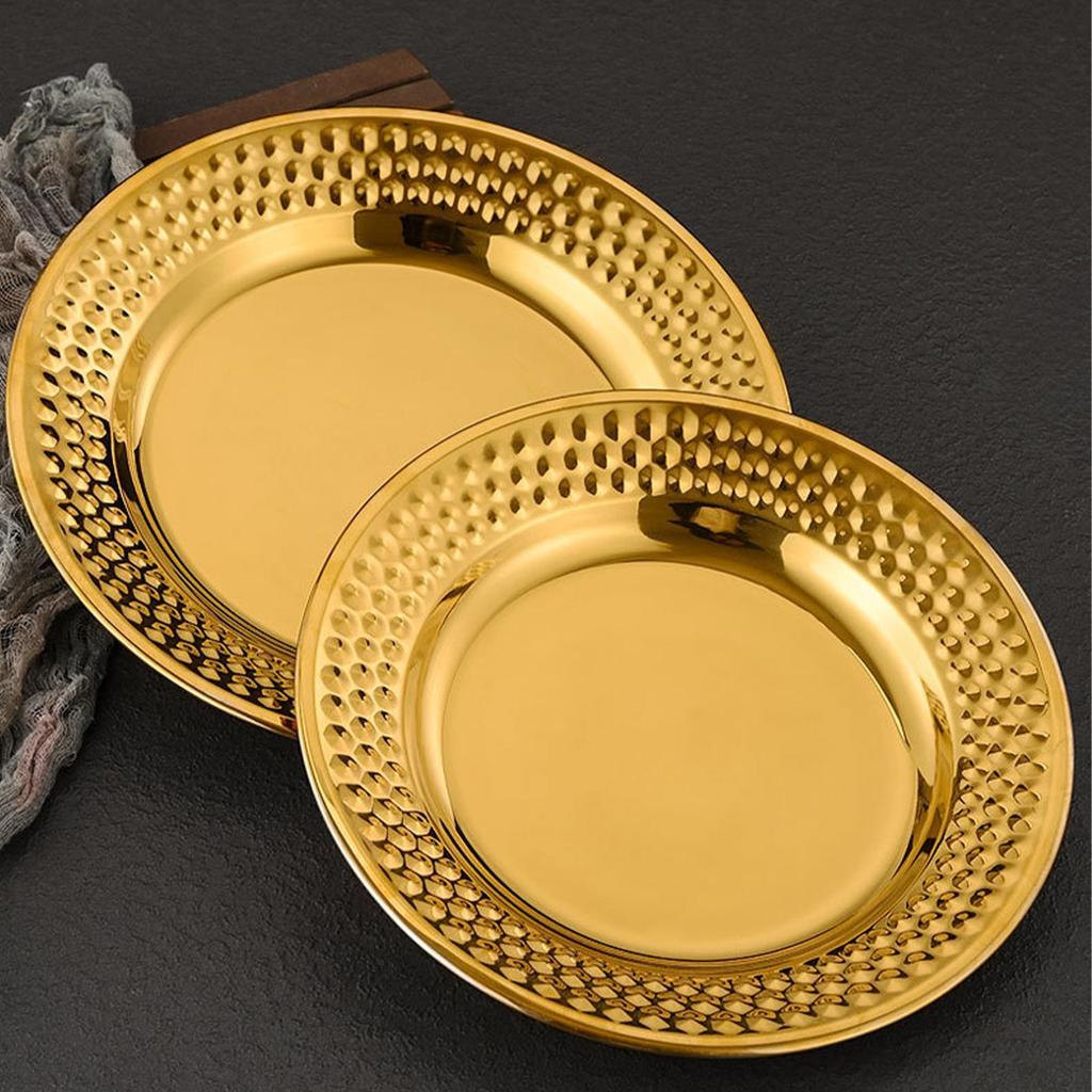 Mirror Polishes Stainless Steel Dinner Plates Set Durable Unbreakable Metal Trays For Family Dining, Camping Event Kitchenware