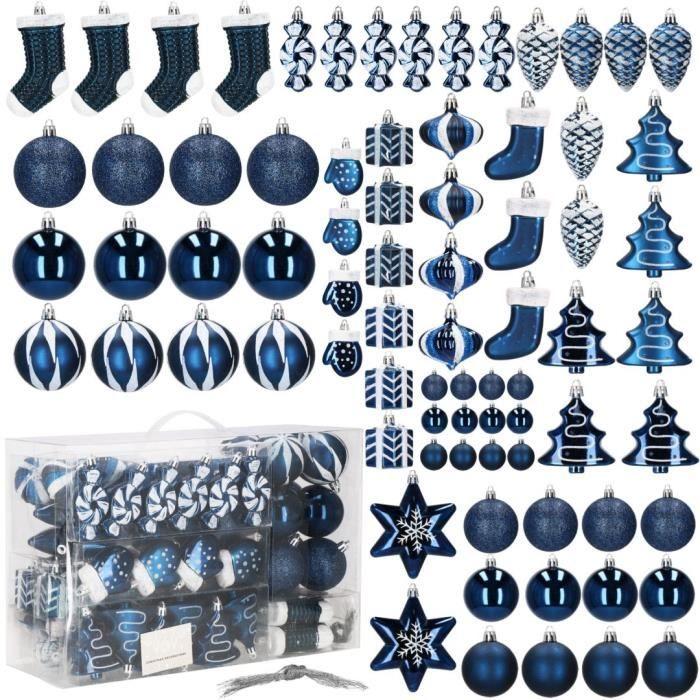 Tree Balls - SPRINGOS - 77 Pieces - Unbreakable - Dark Blue - Christmas Decorations