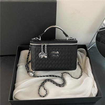 Tragbare Plissee-Box-Tasche, neue modische Ketten-Schultertasche, Messenger-Tasche mit großem Fassungsvermögen.