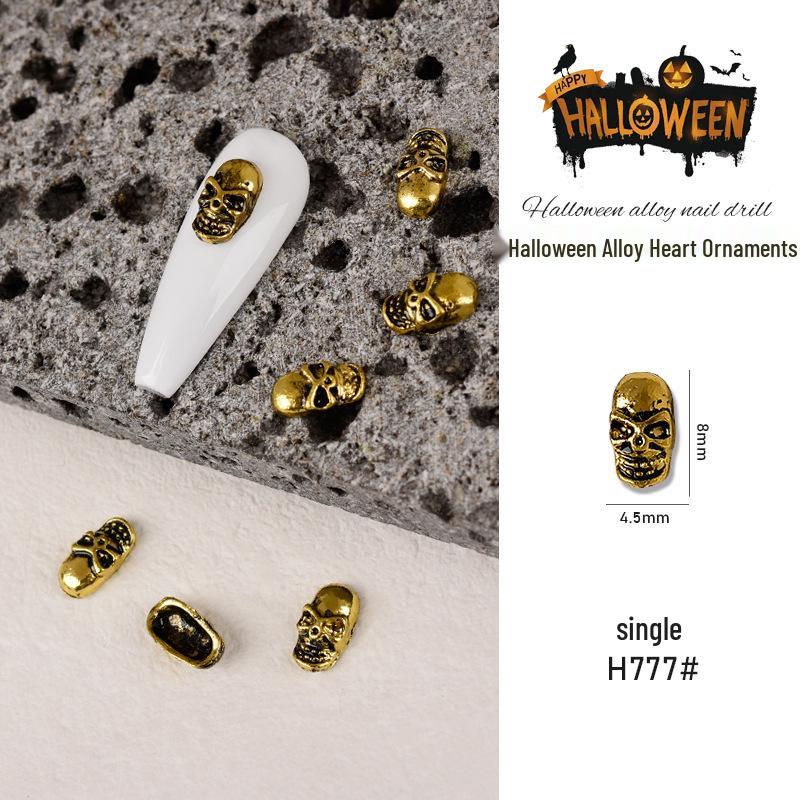Japanese Metal Nail Art: Halloween Ghost Claw, Skull & Spider Rhinestone Stickers