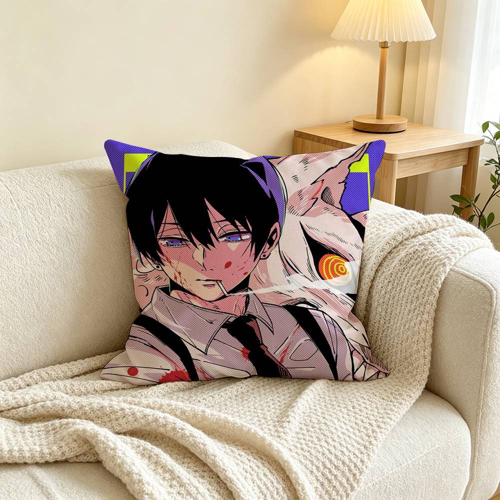 C-Chainsaw Man Aki Hayakawa Pillow Case Square Double-Sided Sofa Cushion Cover Bedroom Bedside Pillow