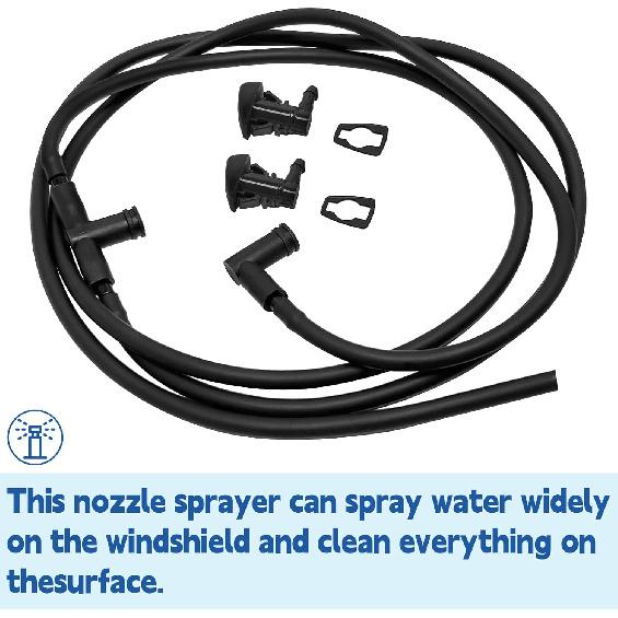 7C3Z-17K605-A Wiper Windshield Washer Hose Nozzle Kit Fit for 2008-2010 Ford F250 F350 F450 F550 Super Duty Replace 7C3Z-17603-A