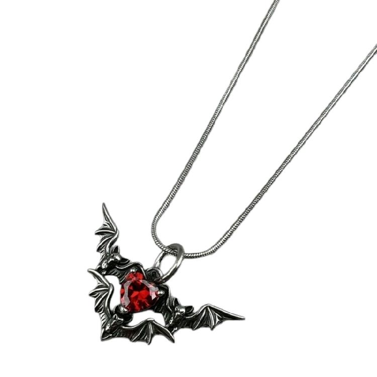 

Готическая Цепочка-Ожерелье с Летучей Мышью и Сердцем Для Пар Темный Романтизм Цепочка на Ключицы Украшение Уникальный Подарок Черный Красный красный