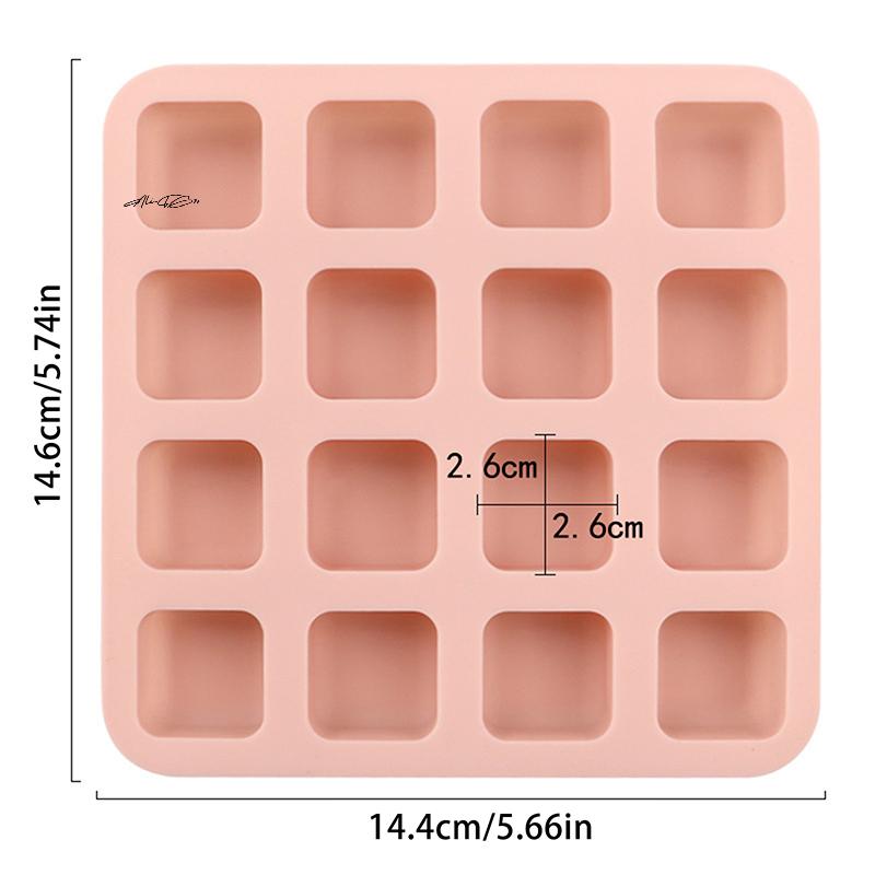 16-Cavity Square Silicone Candy Mold for Chocolate Truffles Fat Bombs Keto Snacks Gummy Jelly Wax Melts Ice Cub Tray