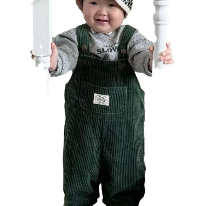 Korean Retro Corduroy Overalls for Infants - Cute & Versatile Autumn/Winter Jumpsuit for Boys & Girls