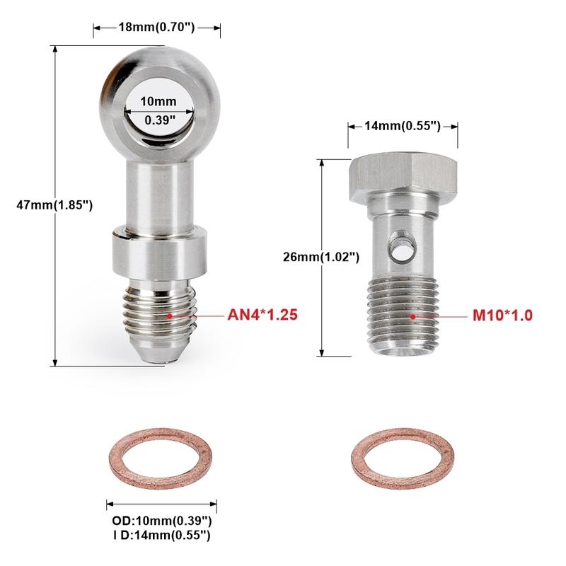 For Mitsubishi TD025 TD025L Racing Banjo Bolt Kit M10x1.0 to 4AN Turbo Oil Feed 1.5mm Restrictor