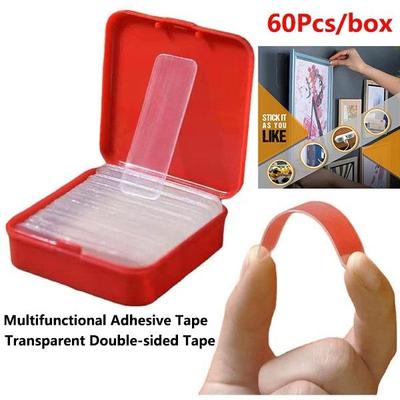 60pcs/box No Need To Cut Double-sided Tape Reusable Removable and Washable Nano-adhesive Mounting Tape
