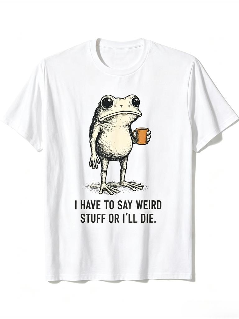Funny Retro Animal Graphic T Shirt Men Women Short Sleeve Frog Slogan Humor Trend Premium Cotton Street Tops