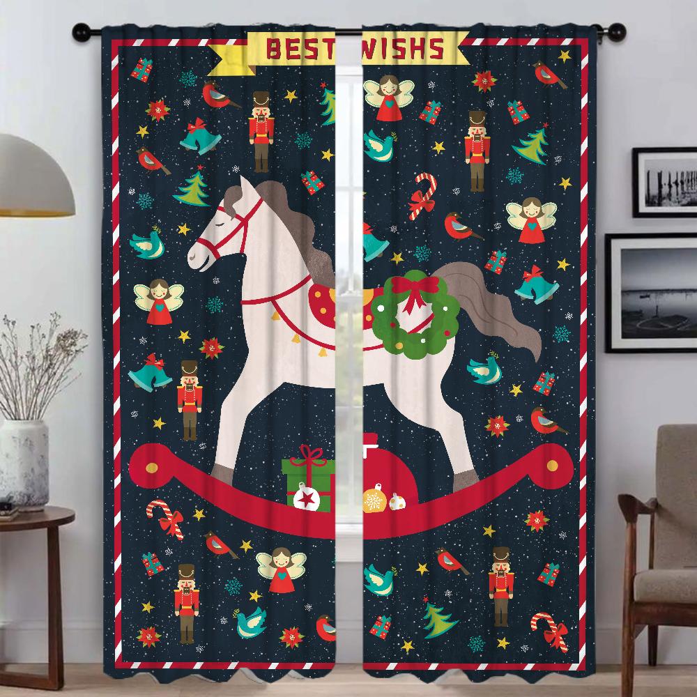 Dziadek do orzechów Zasłony do wnętrza domu do salonu Zasłona zaciemniająca do pokoju 2 panele Żaluzje Rolety Dekoracja na Halloween Parawan