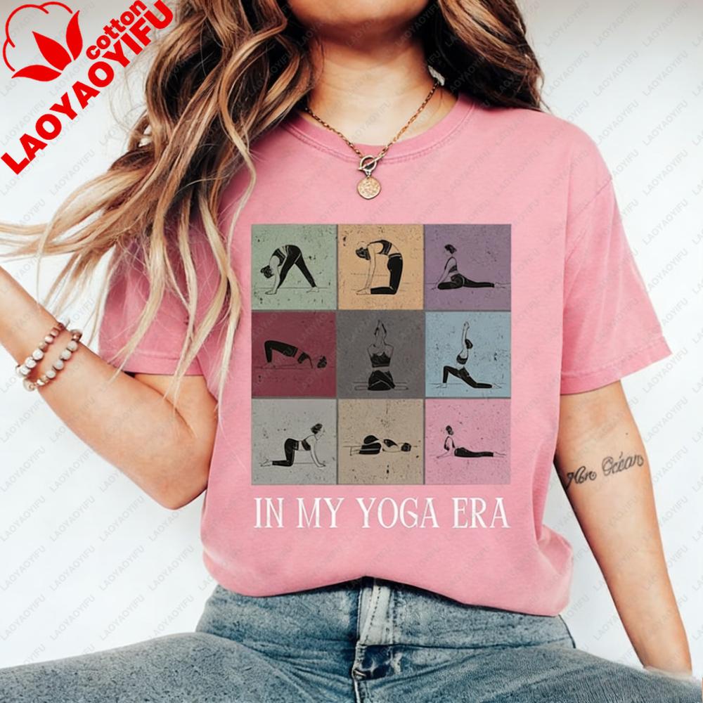 IN MY YOGA ERA Shirt Funny Yoga Women Tshirt Yoga Instructor Gift Tshirt Vintage Style Sportswear Daily Life Casual Cotton Tee