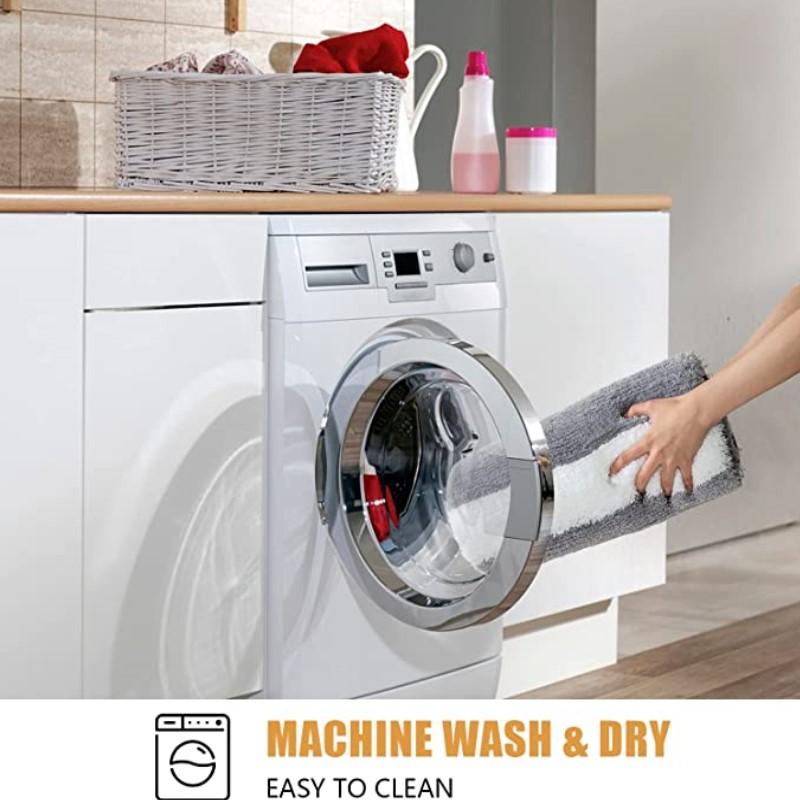 Inyahome Gray Bathroom Rugs Non Slip Bath Mat Super Absorbent Floor Bath Rug Microfiber Thick Plush Fluffy Carpet Machine Wash