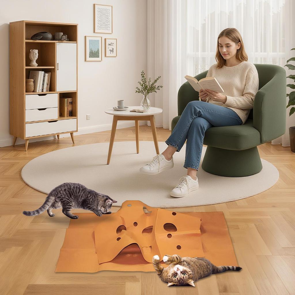 Cat Playing Game Mat Pet Toys Training Activity Foldable Rug Scratch Resistant Toys Bite Climbing Frame Cat Litter Mat Pad