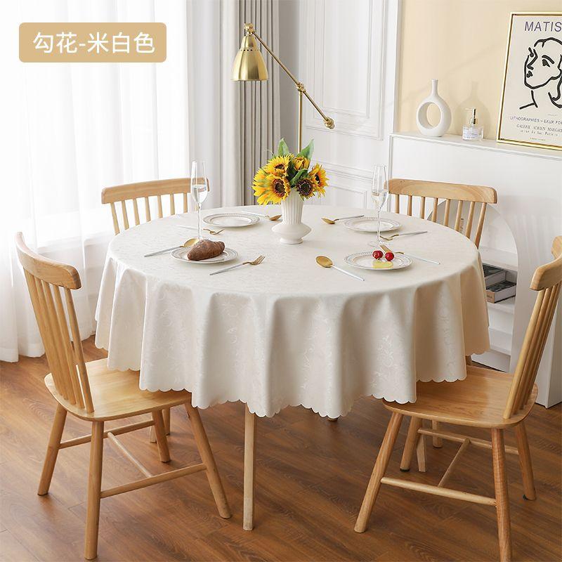 PU Material Wash Free Hotel Round Tablecloth Home Desktop Decorative Table Mat Waterproof and Thick Wave Edge Tables Towel