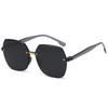 New European and American plain makeup large frame frameless sunglasses gradual change color versatile sunglasses women's fashion sunglasses