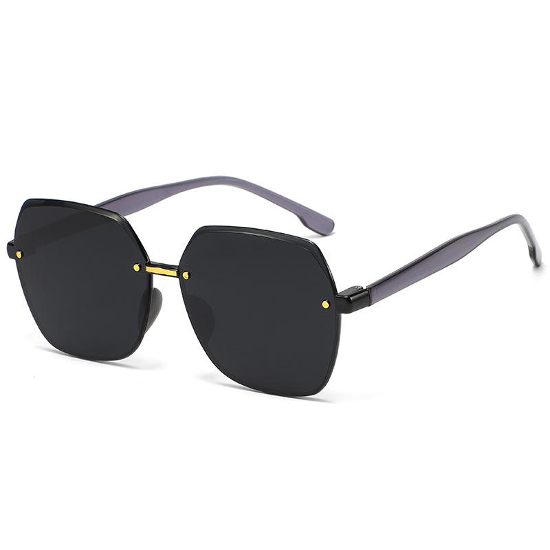 New European and American plain makeup large frame frameless sunglasses gradual change color versatile sunglasses women's fashion sunglasses