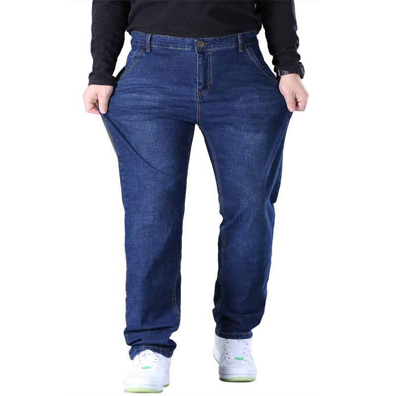Men's Plus Size Stretch Straight Leg High Waist Jeans - Large Size, 300 Jin Capacity.
