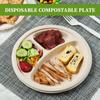 10/30Pcs Compostable 3 Compartment Plates, 8.85 inch Disposable Paper Plates, Eco-Friendly Biodegradable Bagasse Tray for Dinner
