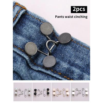 2er-Sets Metall Jeans Taillenschnalle Verstellbare Nagelfreie Druckknöpfe Verschlussknopf Abnehmbarer Taillenverenger Haushalt