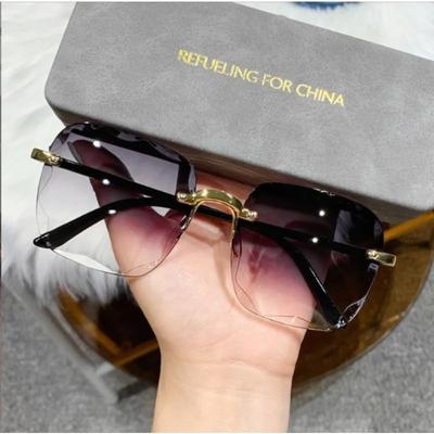 2024 neue rahmenlose Sonnenbrille mit Schnittkante, modische Sommer-Sonnenblenden für Damen, transparente mehrfarbige Linsen, UV400-Schutz