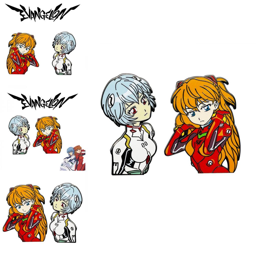 Eva Evangelion Pin Badge Featuring Asuka And Rei Perfect For Fans!