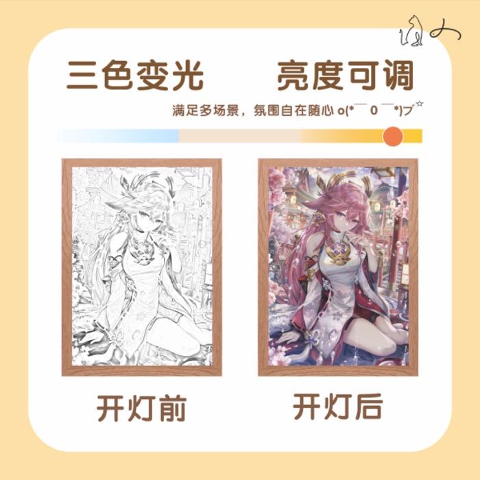 Light Painting Genshin Impact Figure Ganyu Hutao Yoimiya Night Lamp