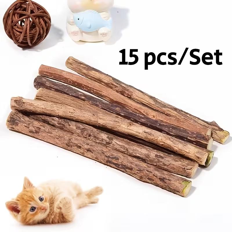 15 Stück Natürliches Matatabi Katzen Katzenminze Spielzeug Kätzchen Molaren Kauknochen Haustier Zahnreinigung Katzen Leckerli Spielzeug Actinidia Silberwein Haustierprodukte