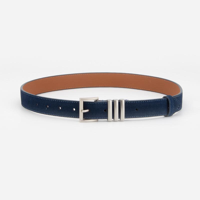 Belt Niche Ladies Suede Leather Belt Suede Silver Pin Buckle Pants Suit Cowhide Belt