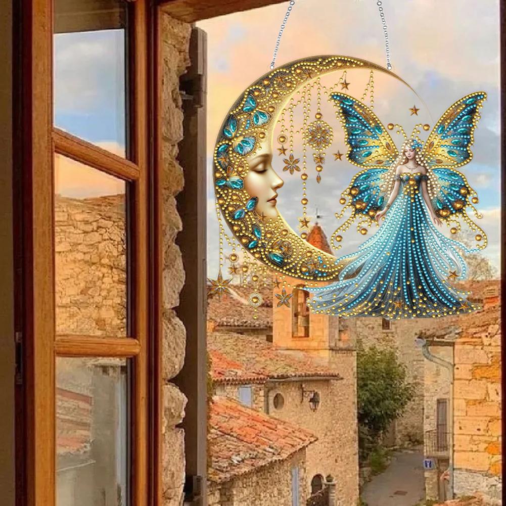 Mondgöttin 2D/Flach DIY Spezielle Form Strassstein Diamant Kunst Fensteranhänger Diamantmalerei Set Hängende Diamant Kunst Kits